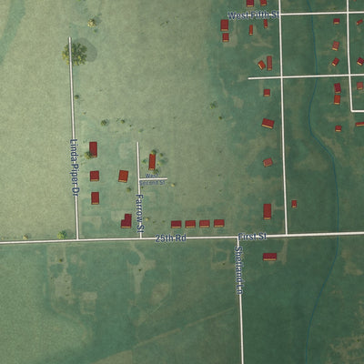 Second close-up of the map of Waverly, Kansas print showing more streets and buildings