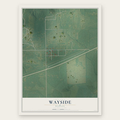 Wayside, Kansas map print, the full design