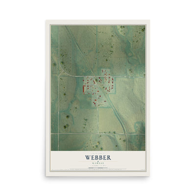 Map of Webber, Kansas, 12 x 18 inch unframed archival matte print