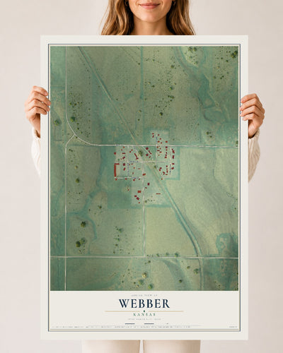 Map of Webber, Kansas, 24 x 36 inch unframed archival matte print