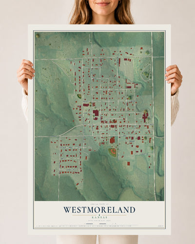 Map of Westmoreland, Kansas, 24 x 36 inch unframed archival matte print