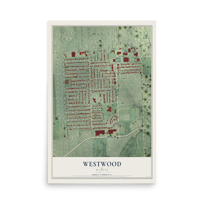 Map of Westwood, Kansas, 12 x 18 inch unframed archival matte print