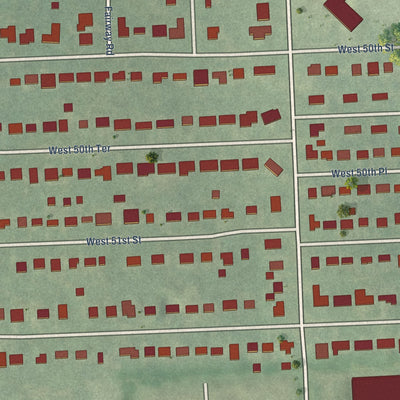 Second close-up of the map of Westwood, Kansas print showing more streets and buildings