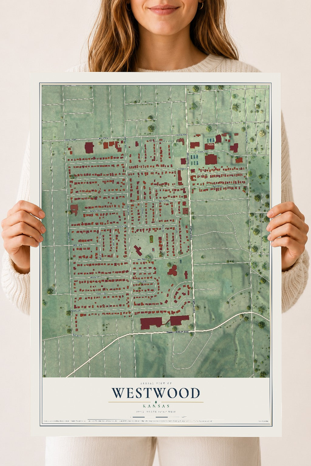 Map of Westwood, Kansas, 18 x 24 inch unframed archival matte print