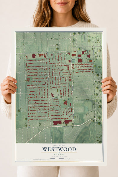 Map of Westwood, Kansas, 18 x 24 inch unframed archival matte print