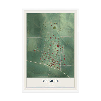 Map of Wetmore, Kansas, 12 x 18 inch print in a white wood frame