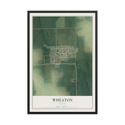 Map of Wheaton, Kansas, 12 x 18 inch print in a black wood frame