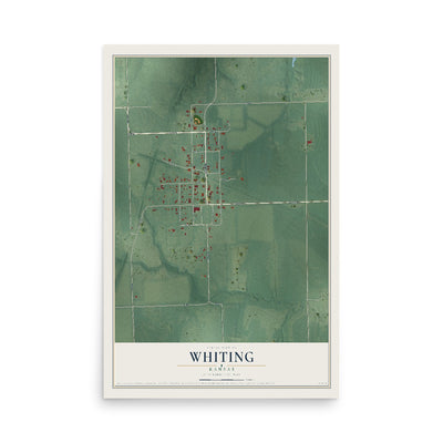 Map of Whiting, Kansas, 12 x 18 inch unframed archival matte print