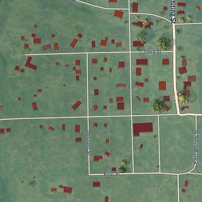 Close-up of the map of Whiting, Kansas print showing street and building detail