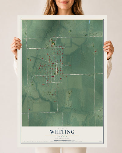 Map of Whiting, Kansas, 24 x 36 inch unframed archival matte print