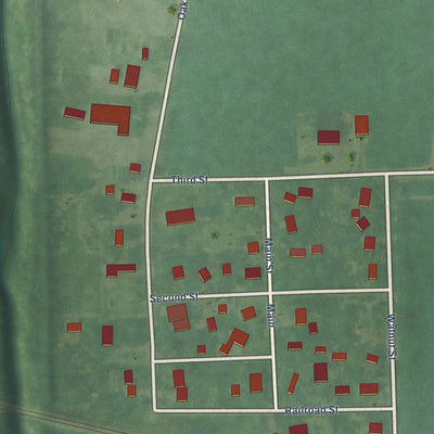 Close-up of the map of Williamstown, Kansas print showing street and building detail