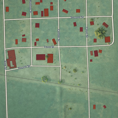 Close-up of the map of Willis, Kansas print showing street and building detail
