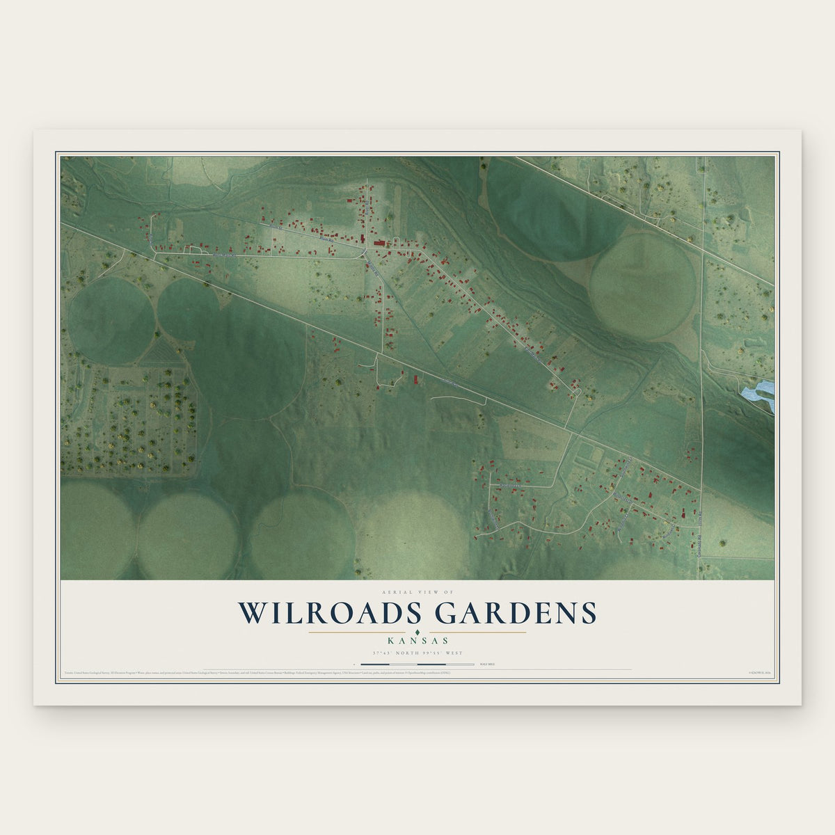 Wilroads Gardens, Kansas map print, the full design