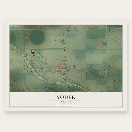 Yoder, Kansas map print, the full design