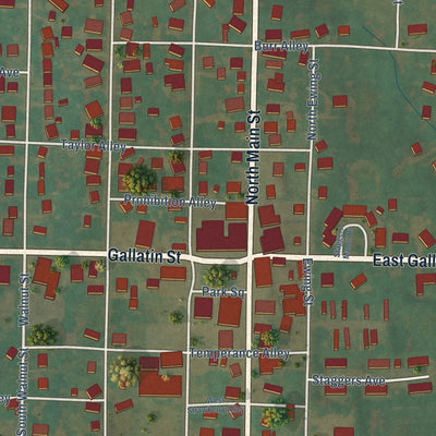 Close-up of the map of Adairville, Kentucky print showing street and building detail