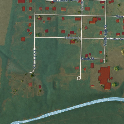 Second close-up of the map of Adairville, Kentucky print showing more streets and buildings
