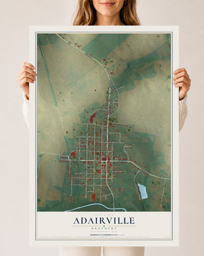 Map of Adairville, Kentucky, 24 x 36 inch unframed archival matte print
