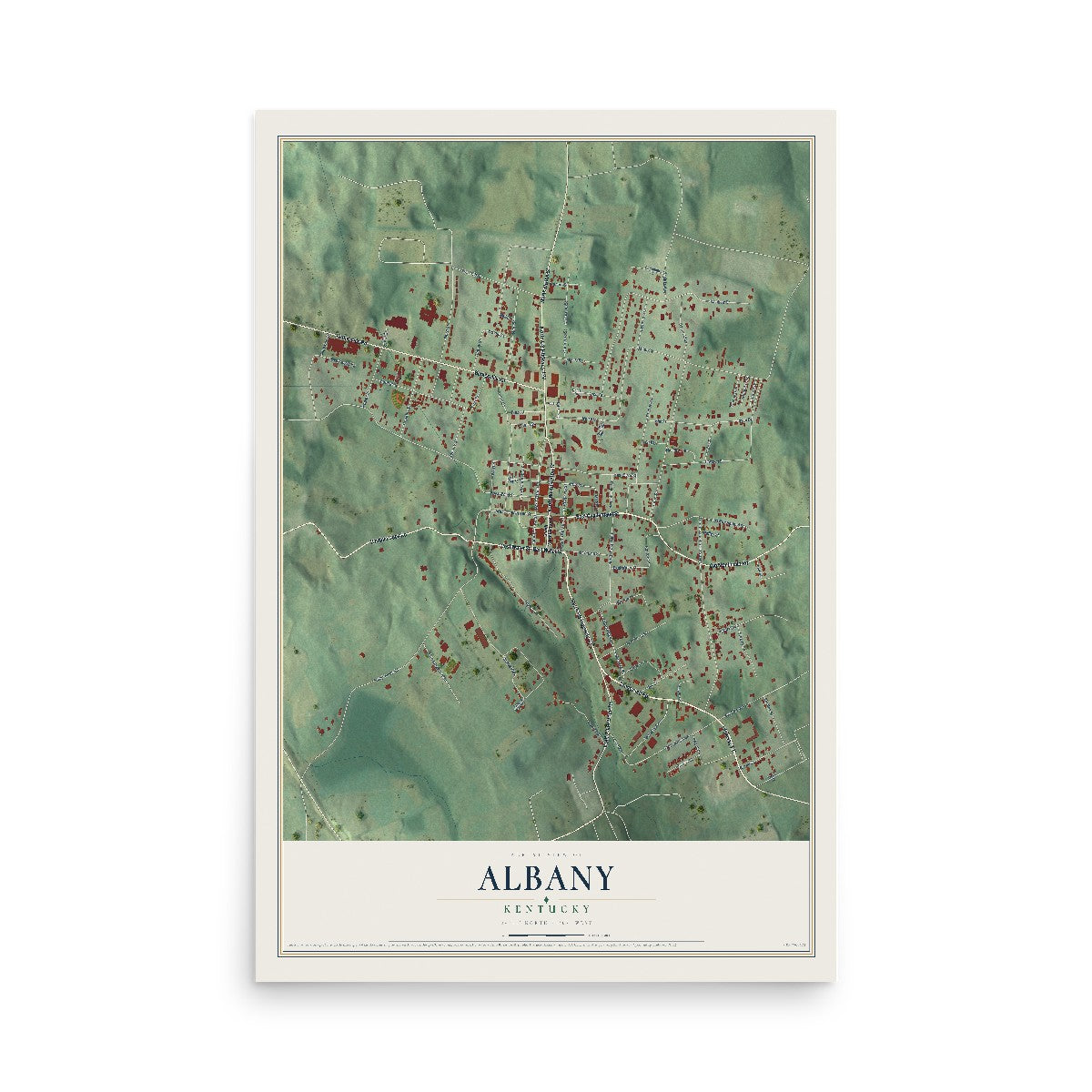 Map of Albany, Kentucky, 12 x 18 inch unframed archival matte print