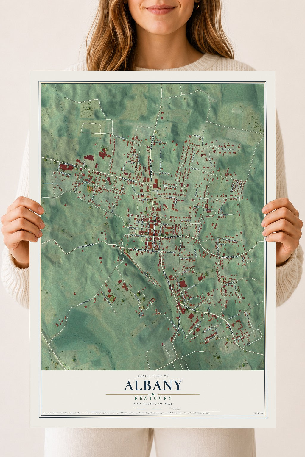Map of Albany, Kentucky, 18 x 24 inch unframed archival matte print