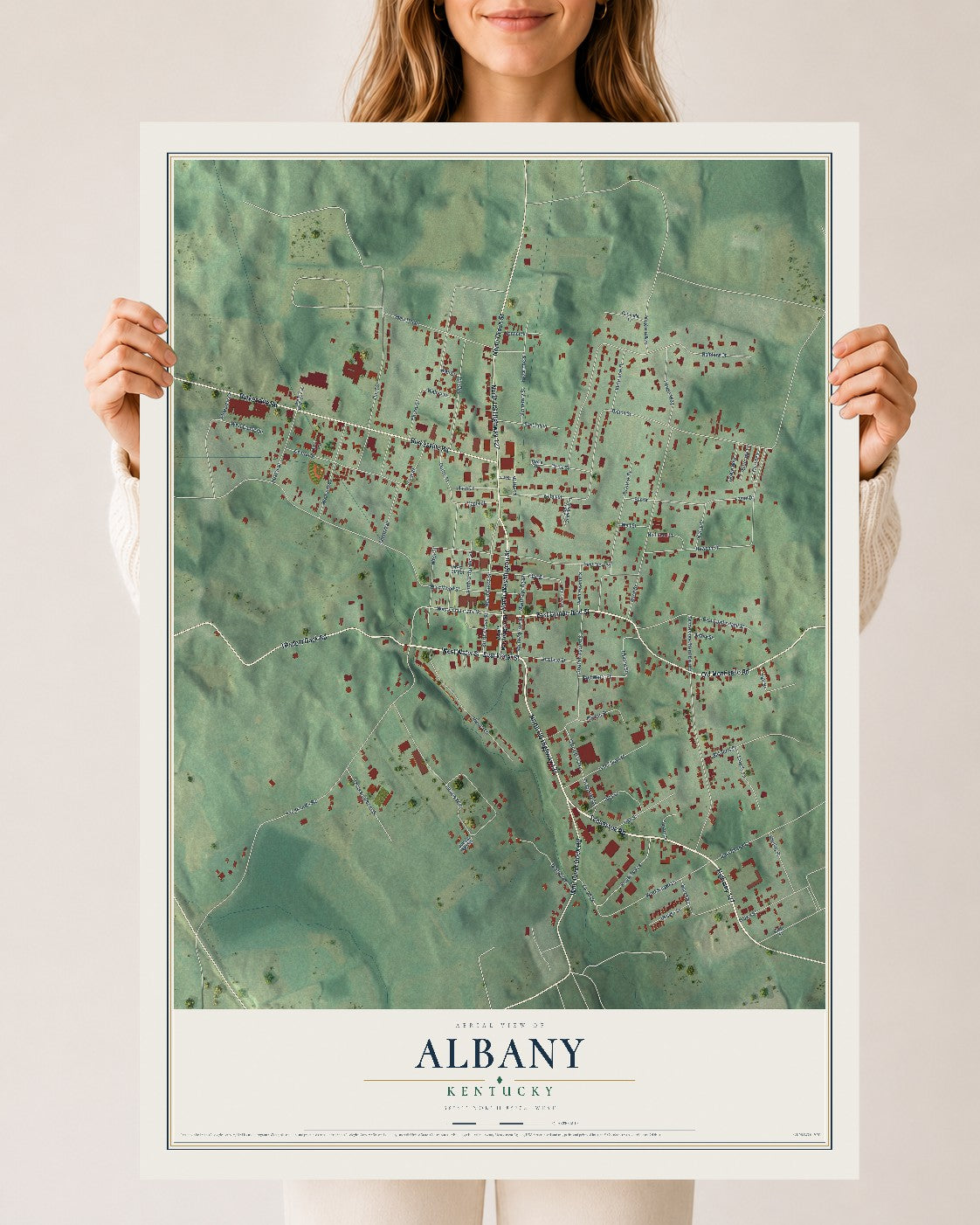 Map of Albany, Kentucky, 24 x 36 inch unframed archival matte print