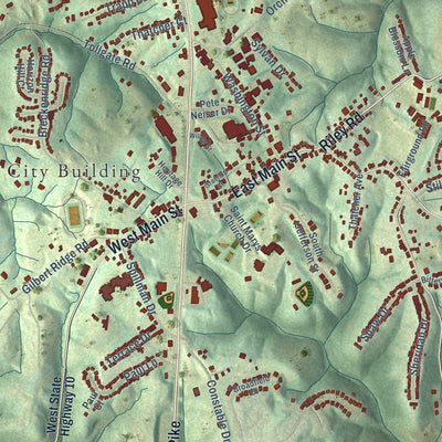 Close-up of the map of Alexandria, Kentucky print showing street and building detail
