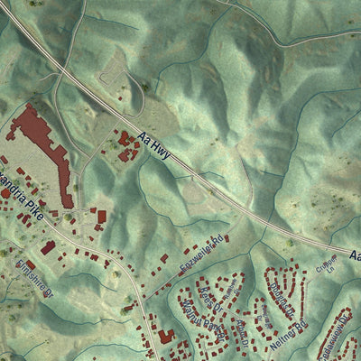 Second close-up of the map of Alexandria, Kentucky print showing more streets and buildings
