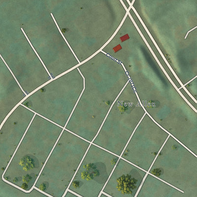 Second close-up of the map of Allen, Kentucky print showing more streets and buildings