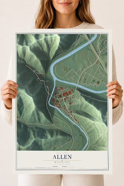 Map of Allen, Kentucky, 18 x 24 inch unframed archival matte print