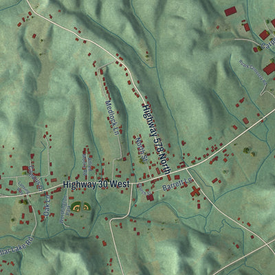 Close-up of the map of Annville, Kentucky print showing street and building detail