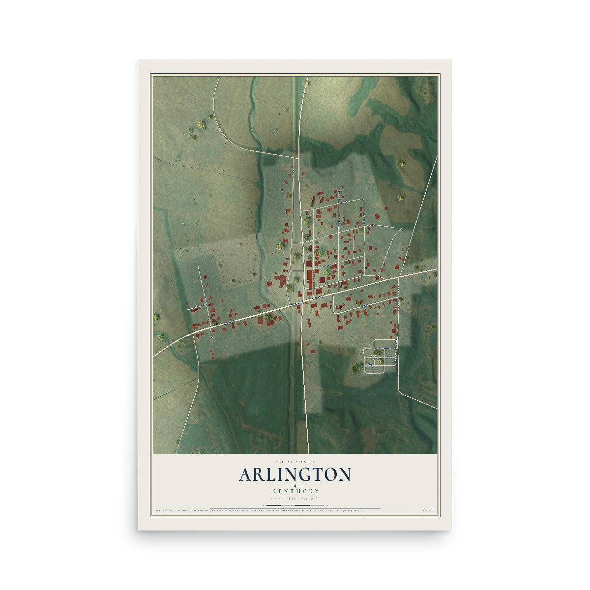 Map of Arlington, Kentucky, 12 x 18 inch unframed archival matte print