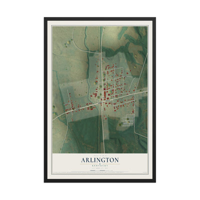 Map of Arlington, Kentucky, 12 x 18 inch print in a black wood frame