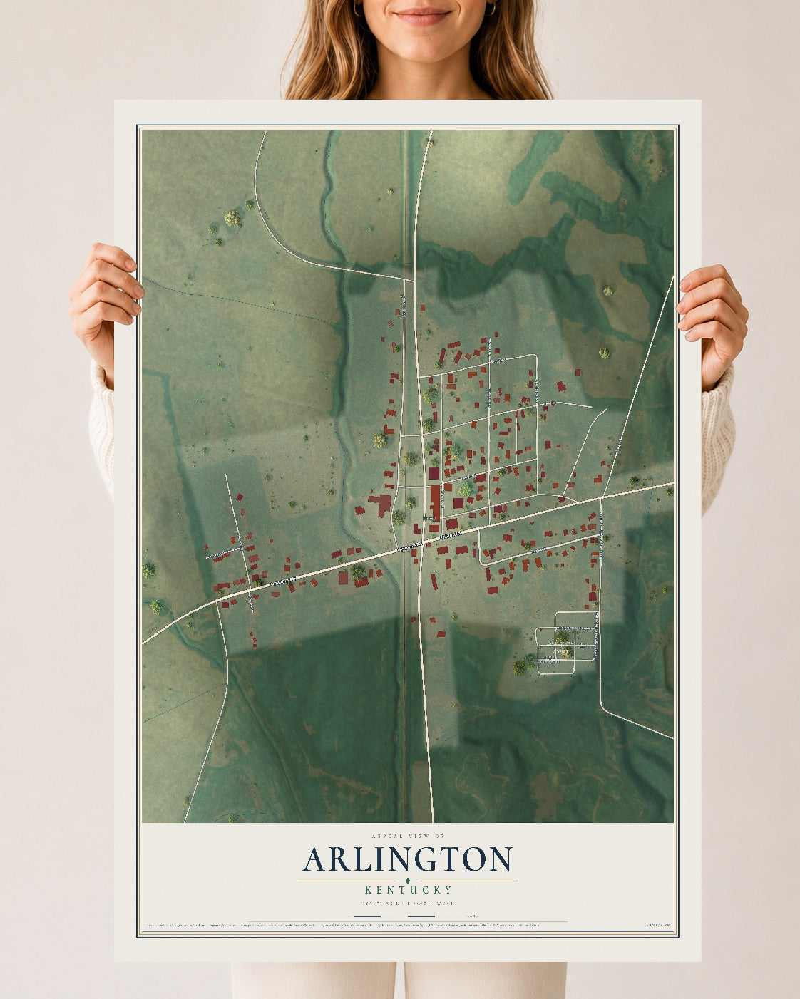 Map of Arlington, Kentucky, 24 x 36 inch unframed archival matte print