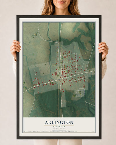 Map of Arlington, Kentucky, 24 x 36 inch print in a black wood frame
