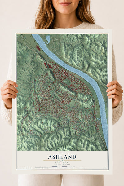Map of Ashland, Kentucky, 18 x 24 inch unframed archival matte print