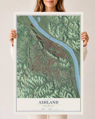 Map of Ashland, Kentucky, 24 x 36 inch unframed archival matte print
