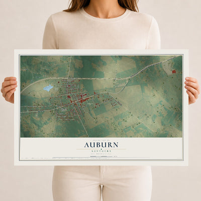 Map of Auburn, Kentucky, 12 x 18 inch unframed archival matte print