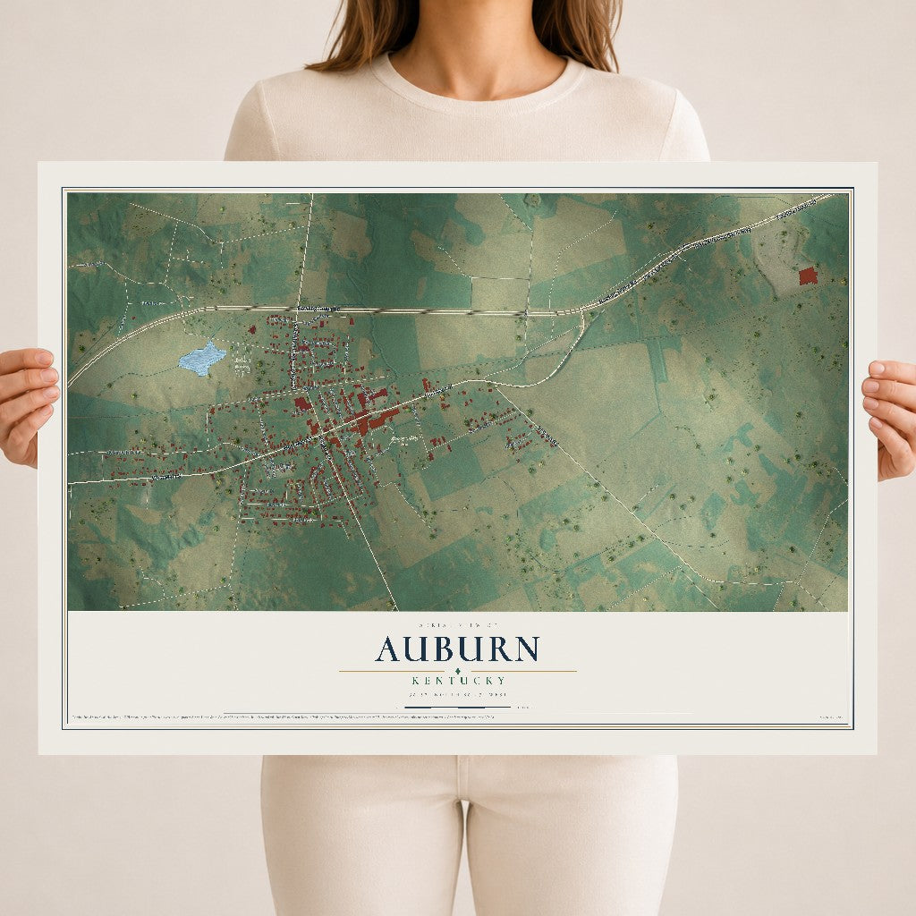 Map of Auburn, Kentucky, 18 x 24 inch unframed archival matte print