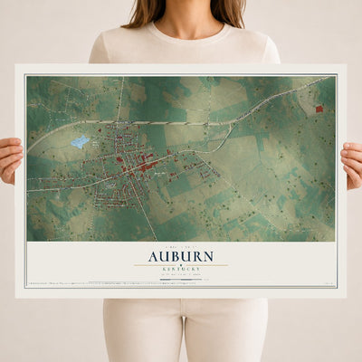 Map of Auburn, Kentucky, 18 x 24 inch unframed archival matte print