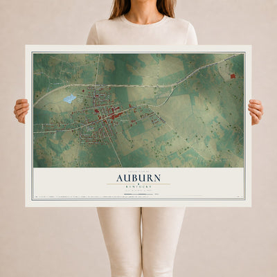 Map of Auburn, Kentucky, 24 x 36 inch unframed archival matte print