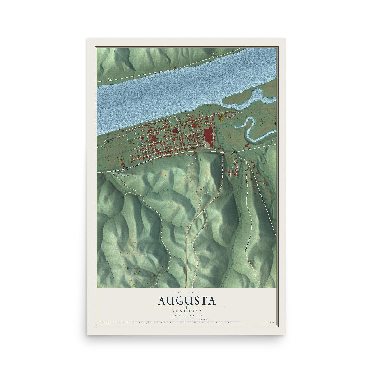 Map of Augusta, Kentucky, 12 x 18 inch unframed archival matte print