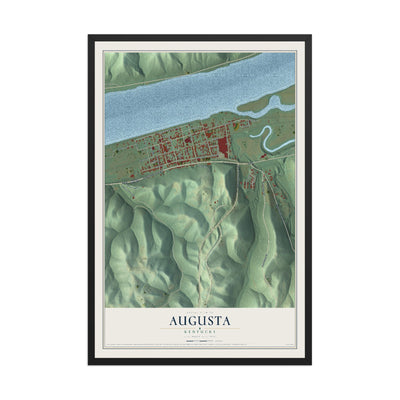 Map of Augusta, Kentucky, 12 x 18 inch print in a black wood frame