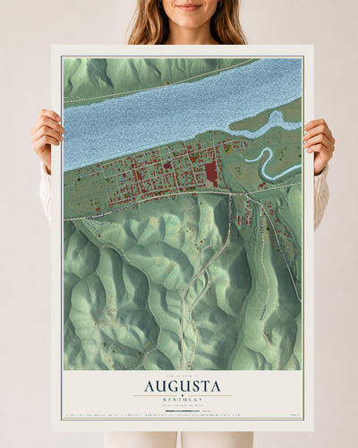 Map of Augusta, Kentucky, 24 x 36 inch unframed archival matte print