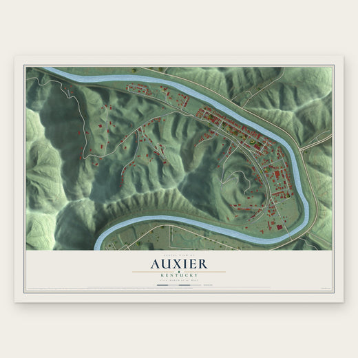 Auxier, Kentucky map print, the full design
