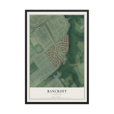 Map of Bancroft, Kentucky, 12 x 18 inch print in a black wood frame