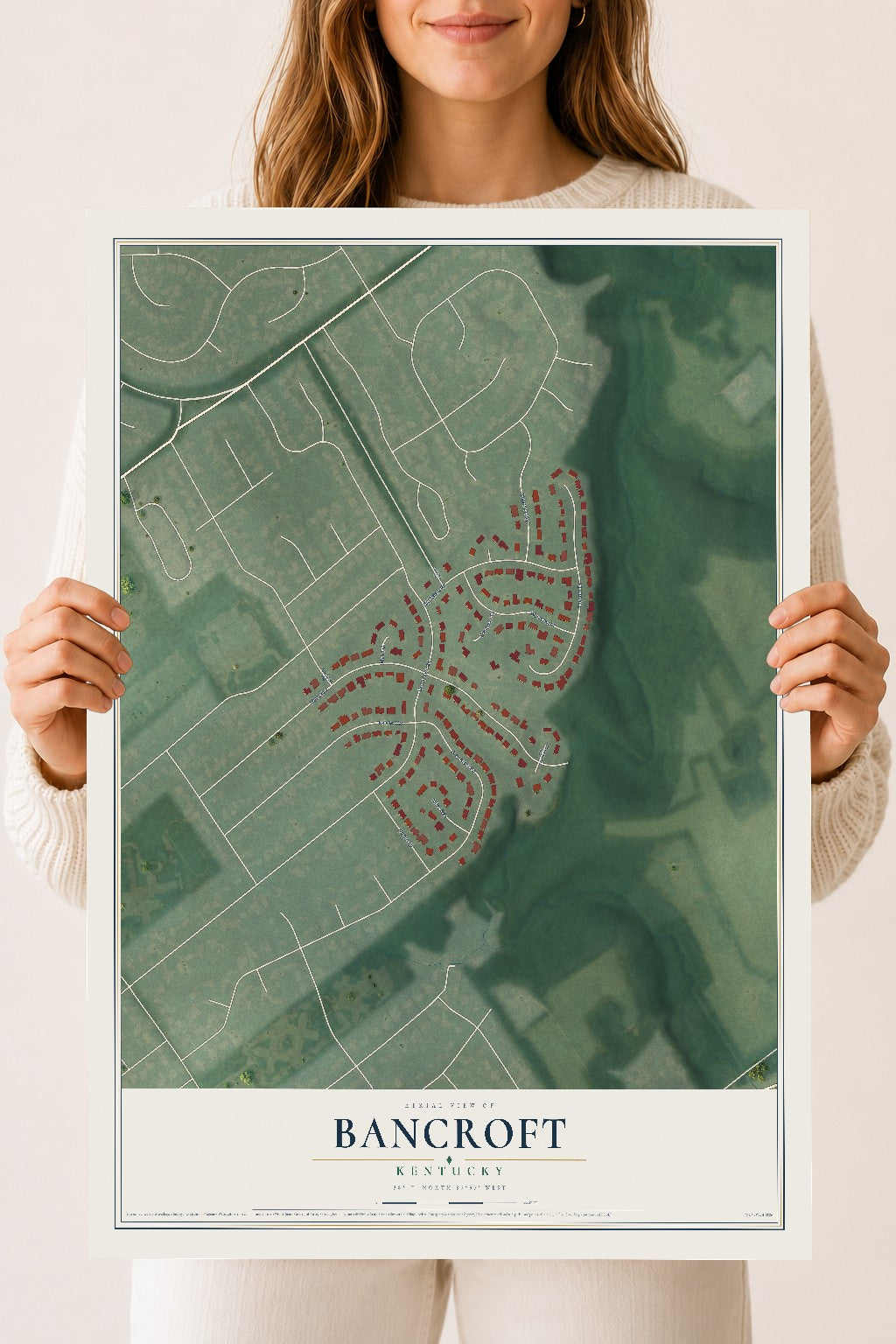Map of Bancroft, Kentucky, 18 x 24 inch unframed archival matte print