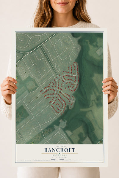 Map of Bancroft, Kentucky, 18 x 24 inch unframed archival matte print