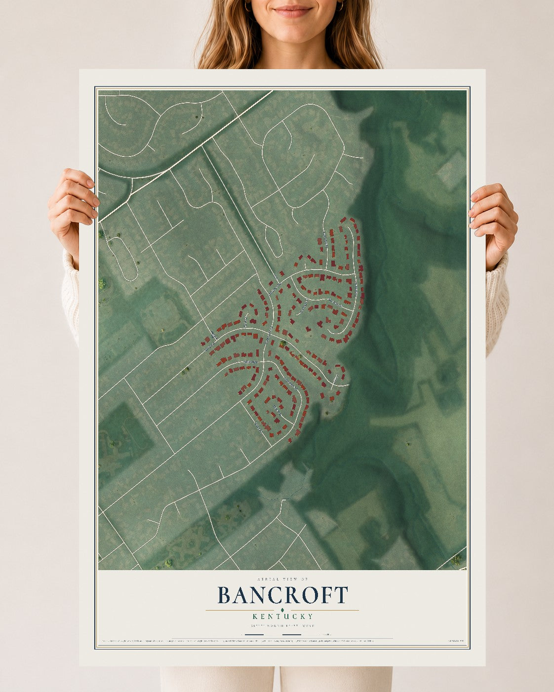 Map of Bancroft, Kentucky, 24 x 36 inch unframed archival matte print