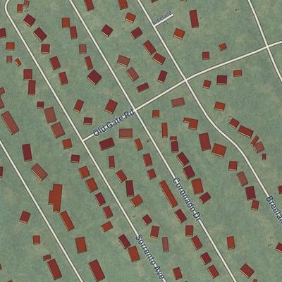 Second close-up of the map of Barbourmeade, Kentucky print showing more streets and buildings