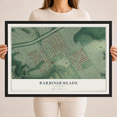 Map of Barbourmeade, Kentucky, 18 x 24 inch print in a black wood frame