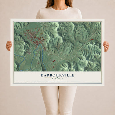 Map of Barbourville, Kentucky, 24 x 36 inch unframed archival matte print